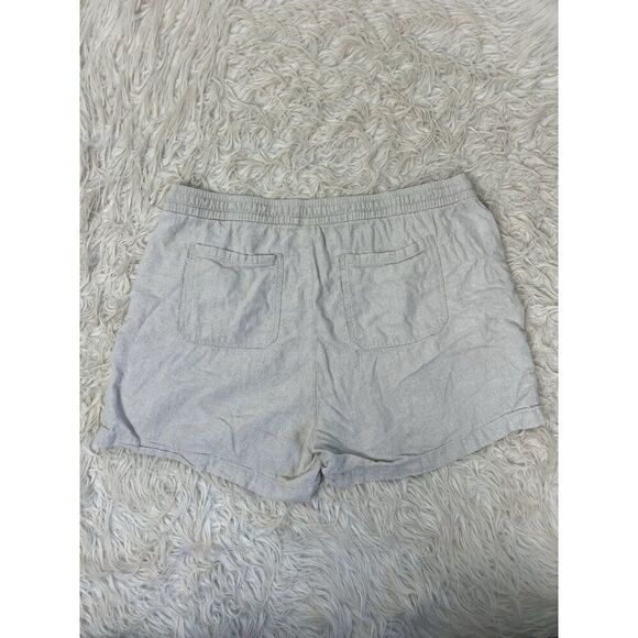 Old Navy XL Flax Linen Blend Pull On Elastic Tie Waist Shorts Oatmeal Casual - Picture 2 of 7